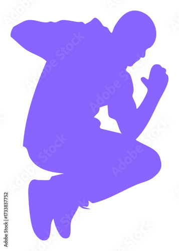 Vibrant purple silhouette of a dynamic dancer performing an energetic jump move