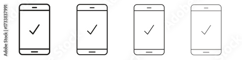 Reservation smartphone icon collection. Line vector sign, symbol for web and mobile
