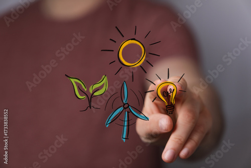 Hand interacting with virtu...