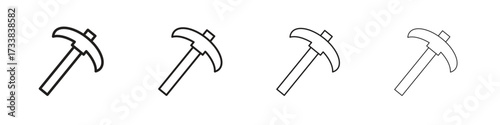 Pickaxe icon collection. Line vector sign, symbol for web and mobile