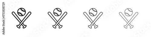 Baseball icon collection. Line vector sign, symbol for web and mobile