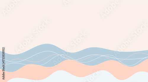 Pastel abstract background with flowing blue, peach, and white waves, overlaid with delicate white lines, creating a serene and minimalist design perfect for web and print projects