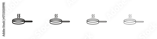 Pan frying icon collection. Line vector sign, symbol for web and mobile