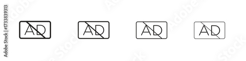 No audio description icon collection. Line vector sign, symbol for web and mobile