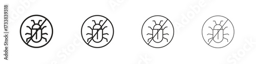 No Bug icon collection. Line vector sign, symbol for web and mobile