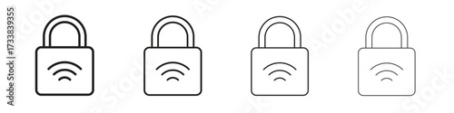 Nfc lock icon collection. Line vector sign, symbol for web and mobile