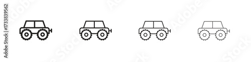 Monster truck icon collection. Line vector sign, symbol for web and mobile