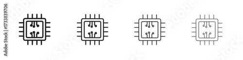 Microchip icon collection. Line vector sign, symbol for web and mobile