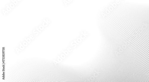 Subtle gray lines on a bright white backdrop create a dynamic curved wave pattern offering a sophisticated minimalist design with gentle, flowing movements and clean, elegant aesthetics