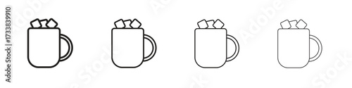 Marshmallows Mug icon collection. Line vector sign, symbol for web and mobile