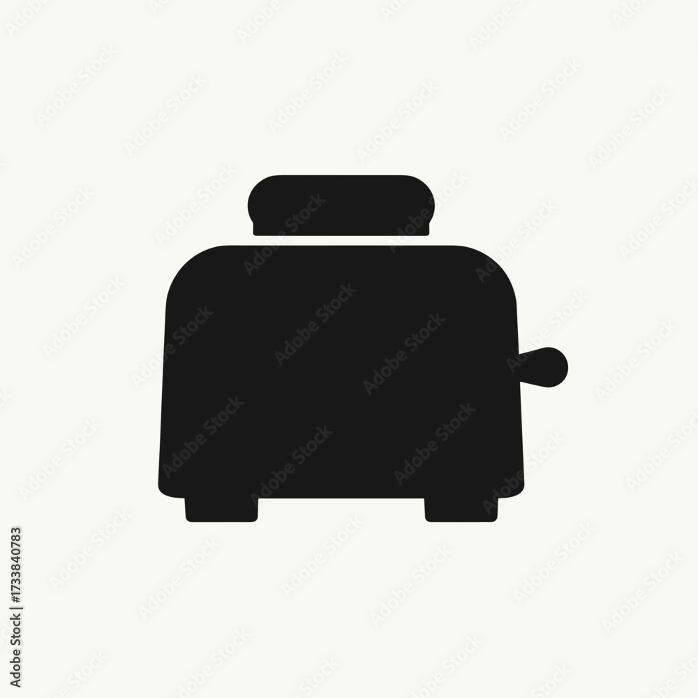 Simple isolated toaster appliance in black and white, seen from front. Isolated kitchen equipment is perfect for making toast. Simple toaster is perfect for isolated designs.