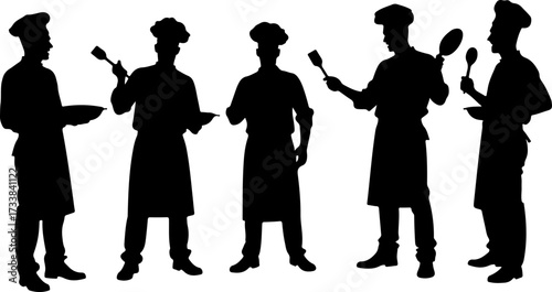 
Title
Chef Team Silhouettes with Cooking Tools

