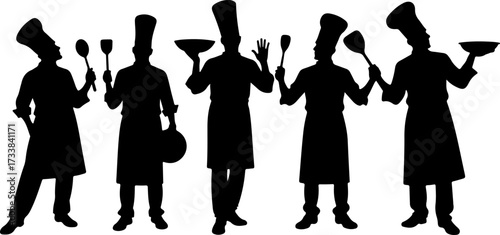 
Title
Chef Team Silhouettes with Cooking Tools


