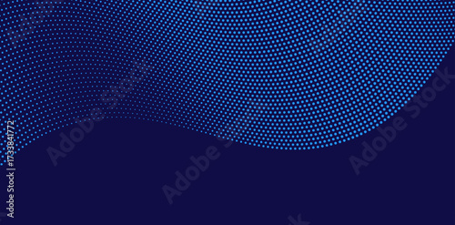 This captivating image features a textured wave pattern of vibrant light blue dots against a deep blue backdrop, creating a modern and visually engaging abstract design