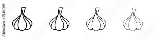 Garlic icon collection. Line vector sign, symbol for web and mobile
