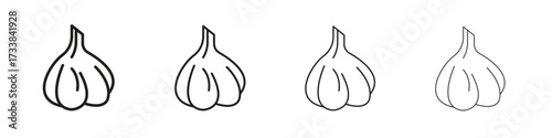 Garlic icon collection. Line vector sign, symbol for web and mobile