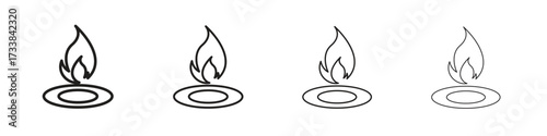 Fire burner icon collection. Line vector sign, symbol for web and mobile