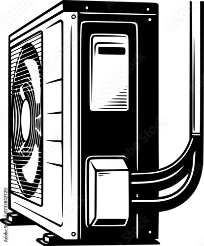  illustration of an outdoor air conditioning unit.
