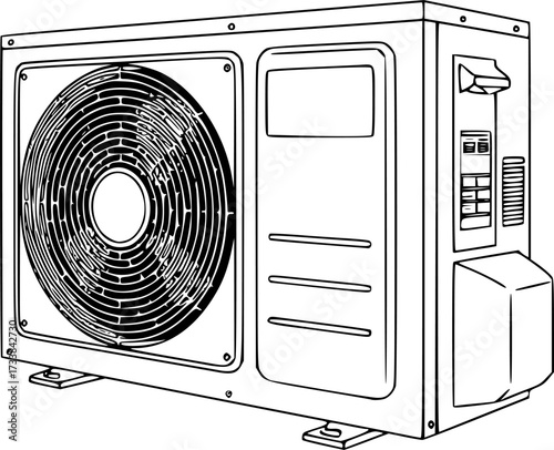  illustration of an outdoor air conditioning unit.
