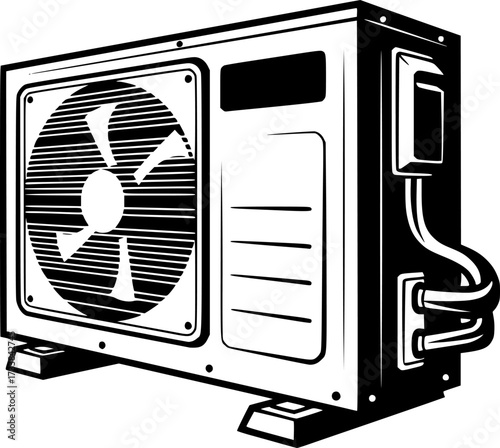  illustration of an outdoor air conditioning unit.
