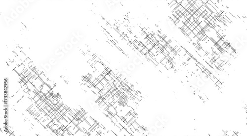 Abstract linear artwork features a white canvas adorned with dynamic, diagonal patterns and textures, creating a visually intriguing and modern design with a clean and minimal aesthetic