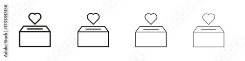 Donation box icon collection. Line vector sign, symbol for web and mobile