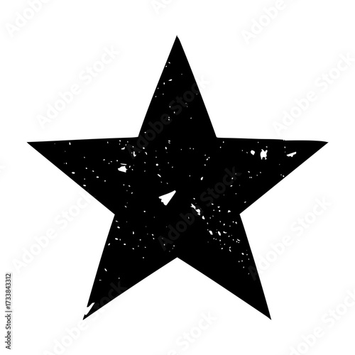 A solid five-pointed star in black with rough, distressed edges, ideal for vintage or urban style layouts