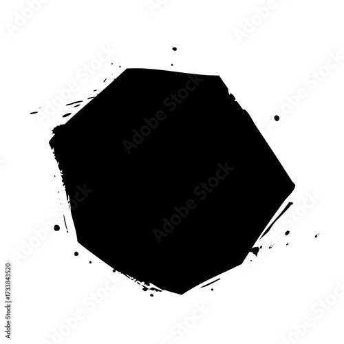A seven-sided heptagon with distressed edges in solid black, perfect for unique backgrounds and icons