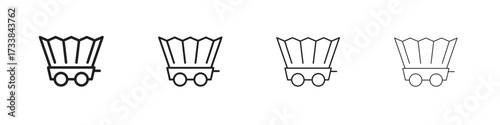 Covered wagon icon collection. Line vector sign, symbol for web and mobile
