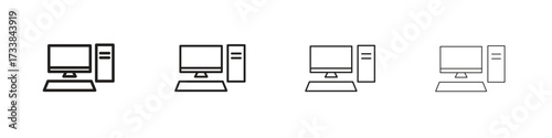 Computer icon collection. Line vector sign, symbol for web and mobile