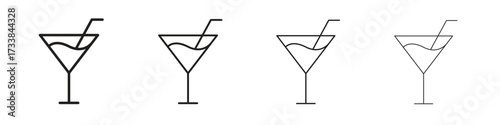 Citrus Glass icon collection. Line vector sign, symbol for web and mobile