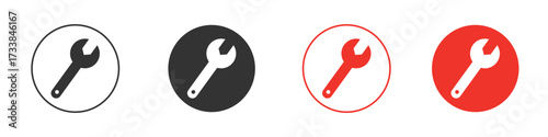 Wrench icon solid pictogram. Vector isolated illustration