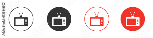 Tv retro icon solid pictogram. Vector isolated illustration