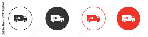 Truck arrow icon solid pictogram. Vector isolated illustration