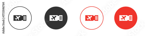 Ticket airline icon solid pictogram. Vector isolated illustration