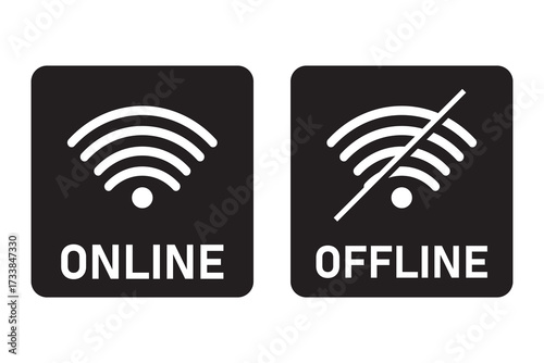 Online offline wifi icon vector. On off internet network concept