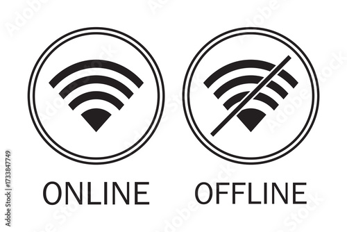 Online offline wifi icon vector. On off internet network concept