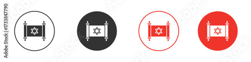 Scroll Torah icon solid pictogram. Vector isolated illustration