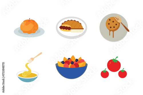 Vibrant assortment of sweets and fruits illustration