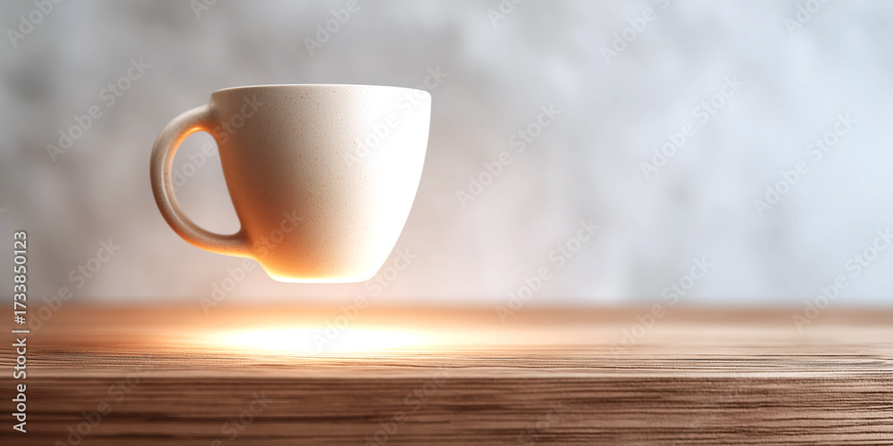 Obraz premium Floating Ceramic Coffee Cup Minimal Style 