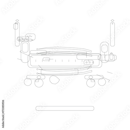 Adjustable ICU Bed Unique Vector – Hospital Furniture and Critical Care Equipment Illustration
