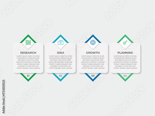 Business Infographic design template Vector with icons and 4 four options or steps. Can be used for process diagram, presentations, workflow layout, banner, flow chart, info graph