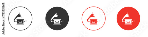 Gramophone icon solid pictogram. Vector isolated illustration