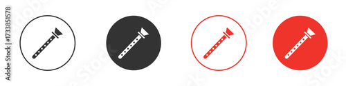 Flute icon solid pictogram. Vector isolated illustration