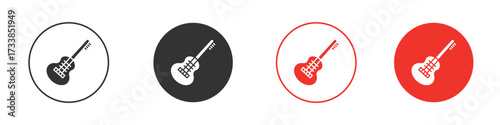 Electric Guitar icon solid pictogram. Vector isolated illustration