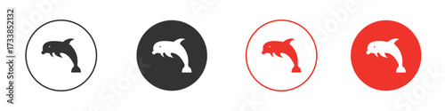 Dolphin icon solid pictogram. Vector isolated illustration