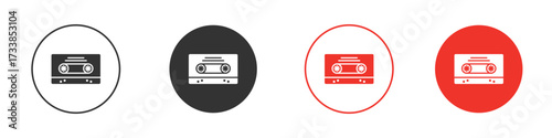 Cassette tape icon solid pictogram. Vector isolated illustration