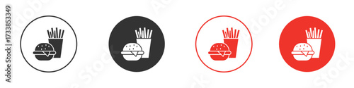 Burger Fries icon solid pictogram. Vector isolated illustration