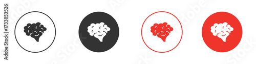 Brain icon solid pictogram. Vector isolated illustration