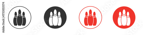 Bowling pins icon solid pictogram. Vector isolated illustration